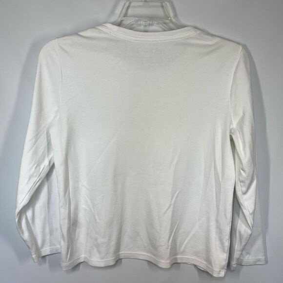 Chico’s Women’s Cotton Pullover Crew Neck LLong Sleeve T-Shirt White Size 1 - Picture 5 of 7